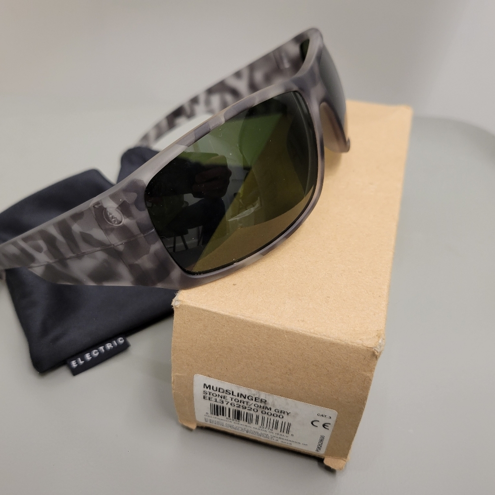 Electric Mudslinger Sunglasses Stone Tort/Grey Ohm lenses like new with box